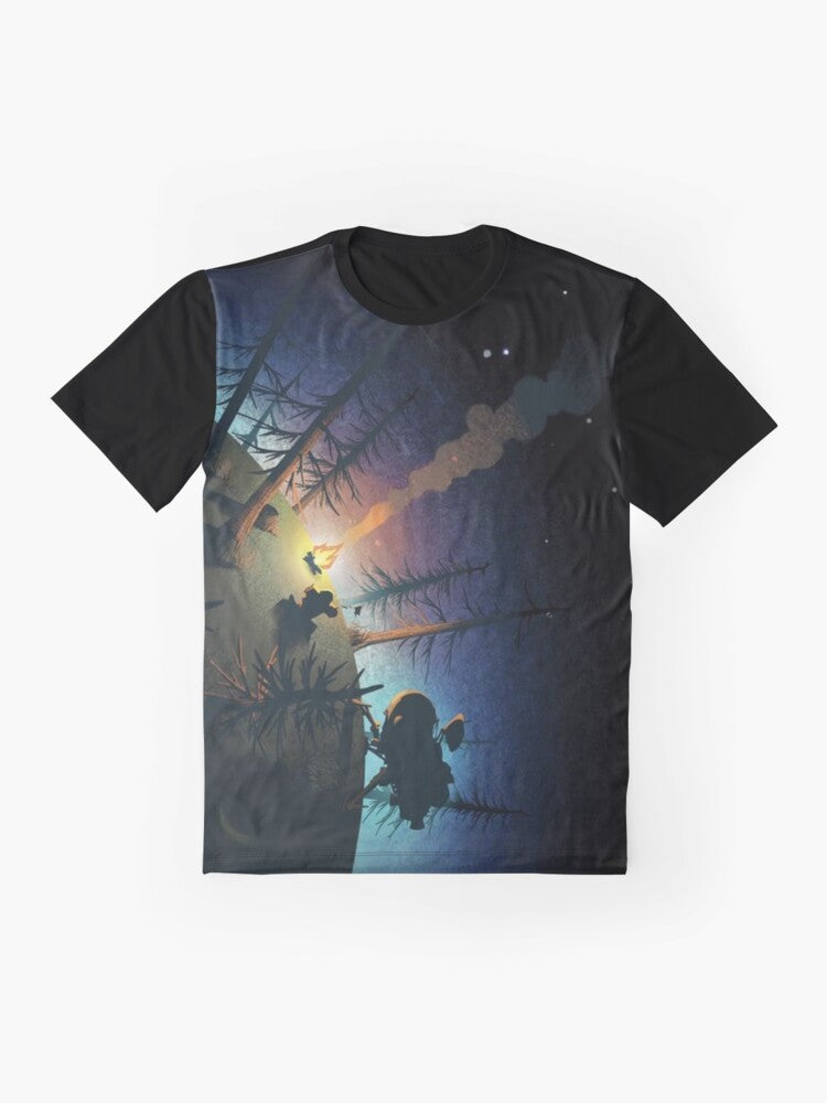 Outer Wilds video game adventure graphic t-shirt - Flat lay