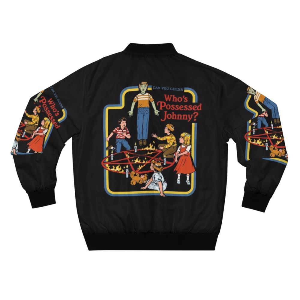 Retro bomber jacket featuring a funny occult parody design - Back