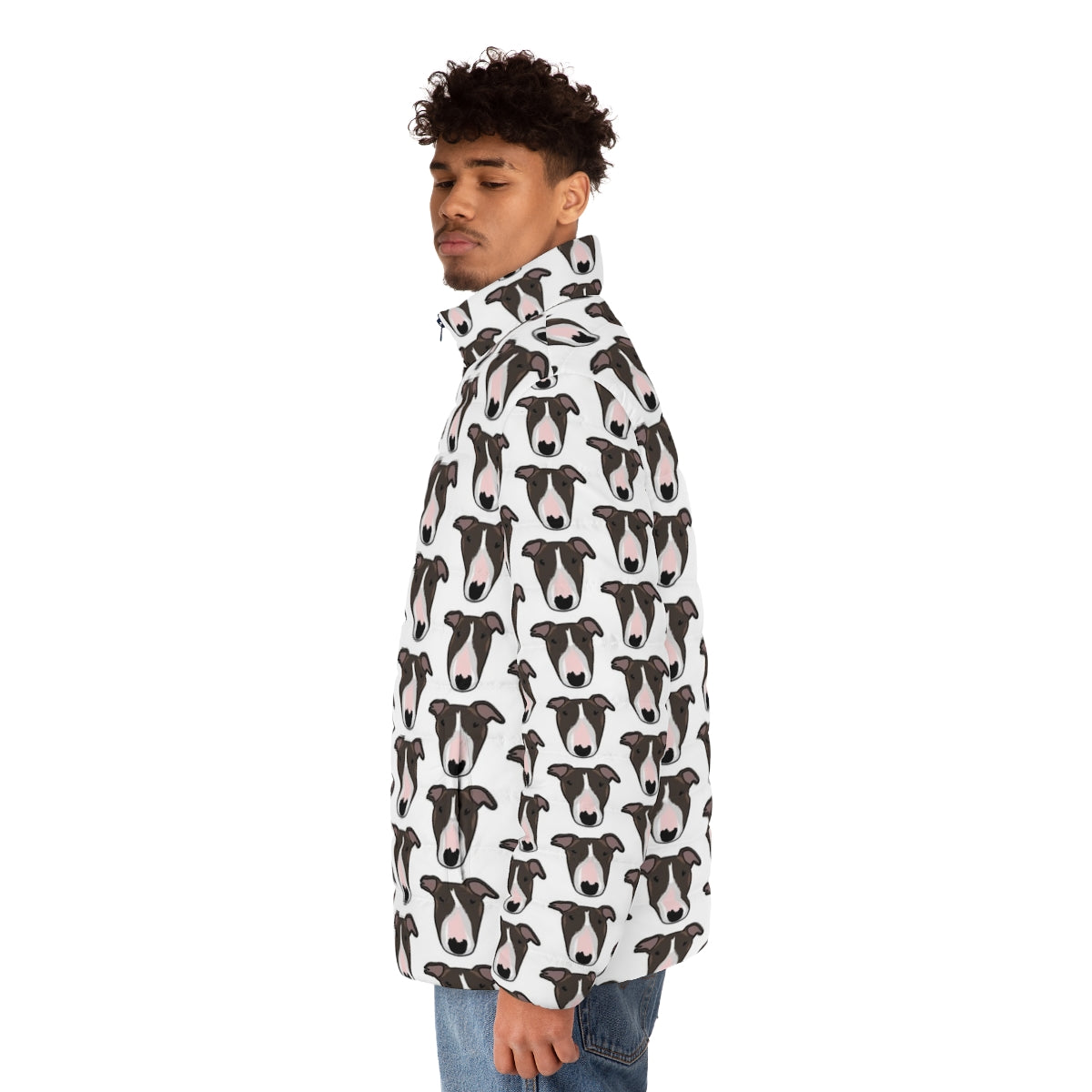 Toreigh Puffer Jacket with English Bull Terrier design - men side left