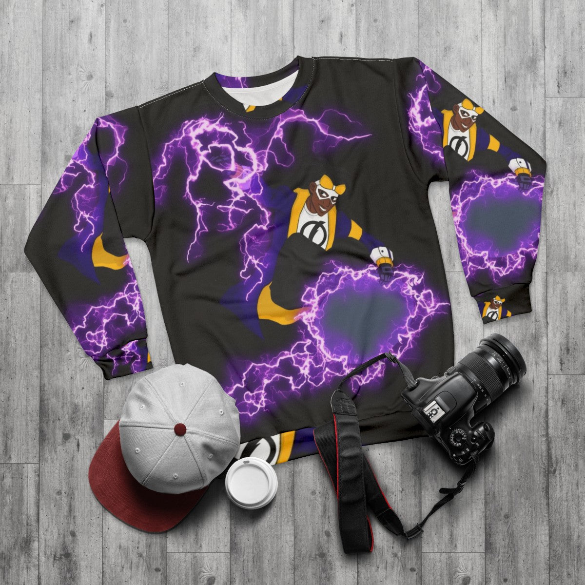 Static Shock superhero graphic sweatshirt - flat lay