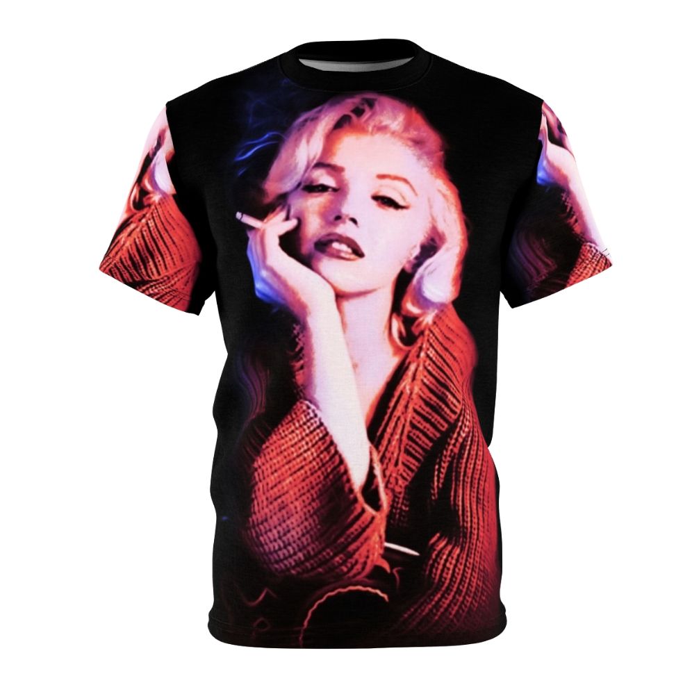 Vintage-style graphic t-shirt featuring a pop art portrait of the iconic Hollywood star Marilyn Monroe