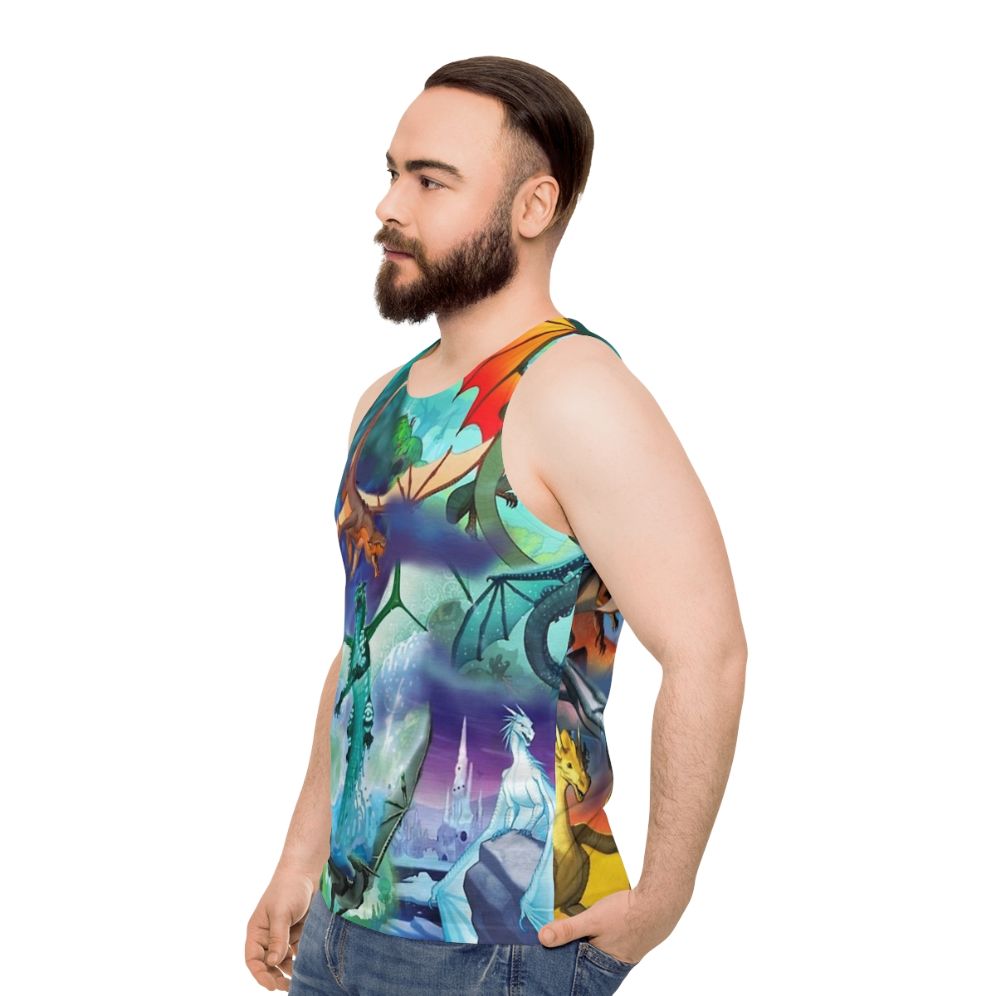 Dragon pattern unisex tank top with Wings of Fire characters - men side