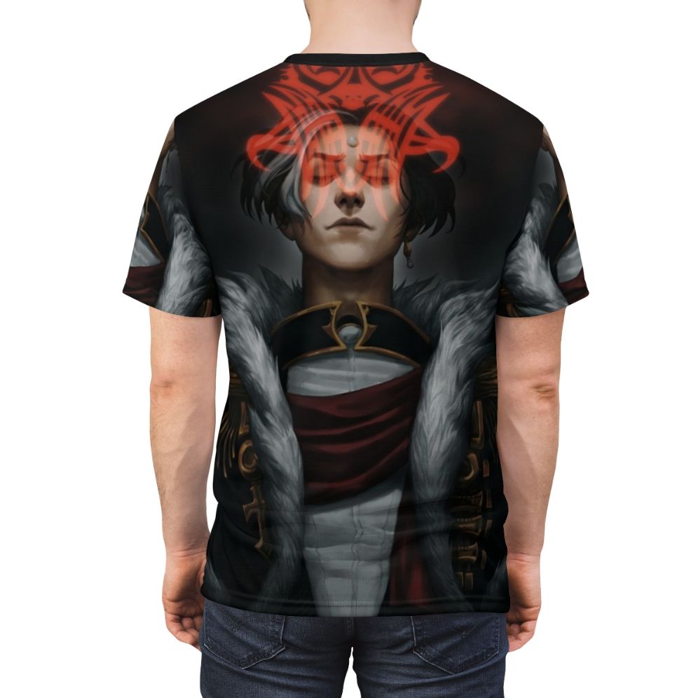 "Ascian Paragon Inspired AOP T-Shirt featuring characters and imagery from the Final Fantasy 14 Shadowbringers expansion" - men back