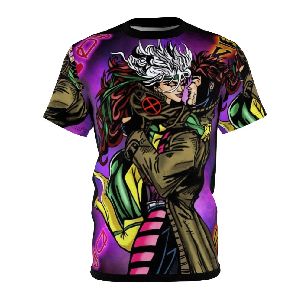 Gambit and Rogue inspired neon graphic t-shirt