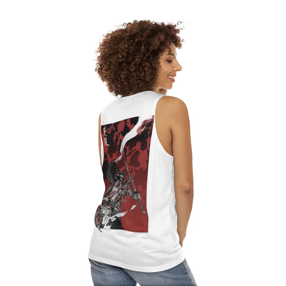 Sekiro Unisex Tank Top Featuring Wolf With Katana - women back