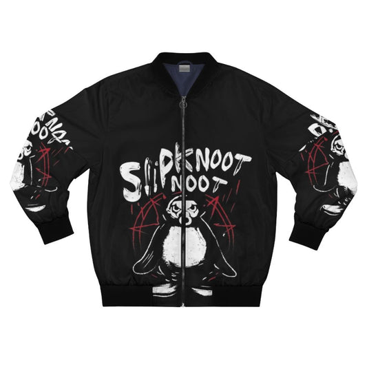 Slipknot-inspired death metal goth hard rock bomber jacket with penguin and band logo design