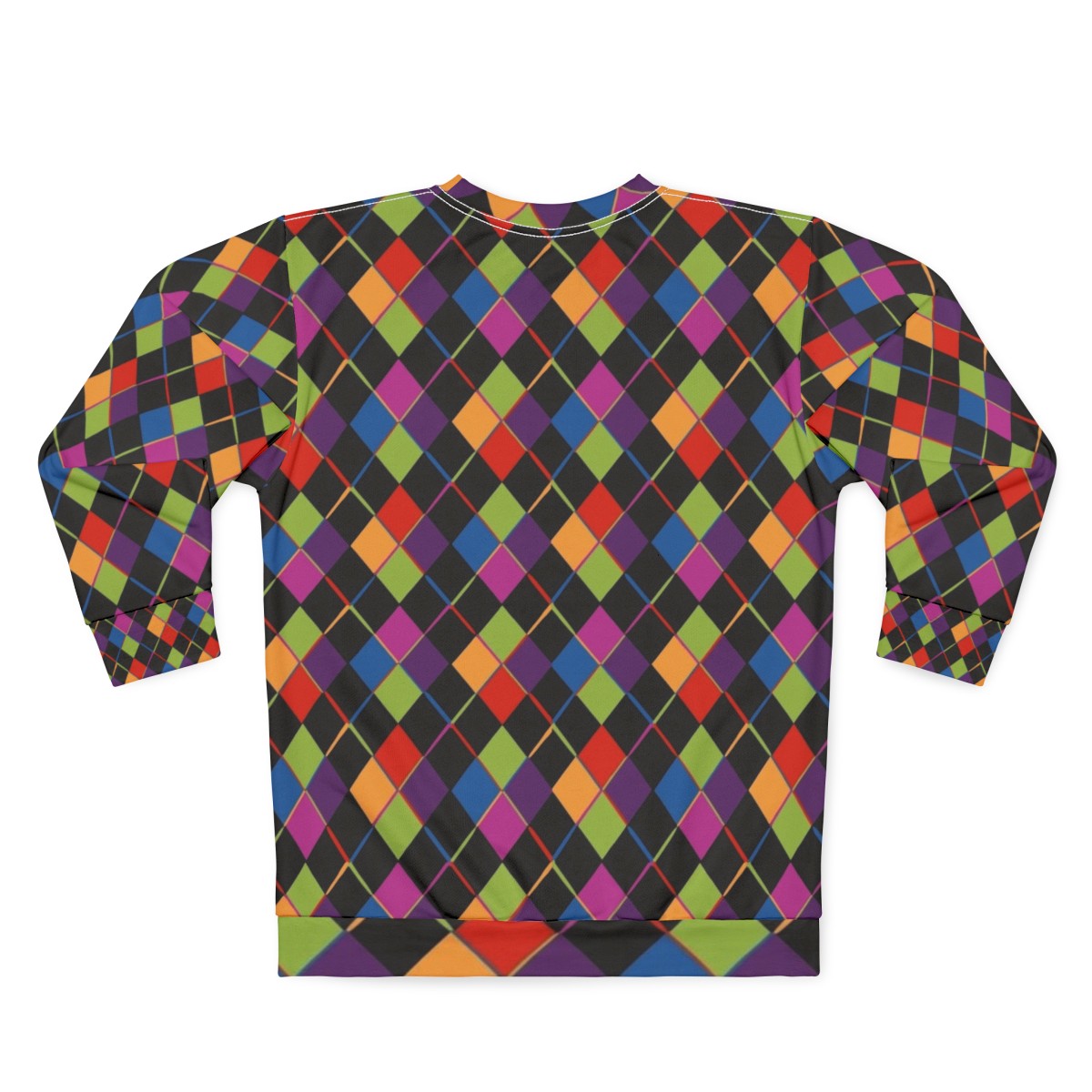 Retro 1980s rainbow diamond pattern sweatshirt - Back