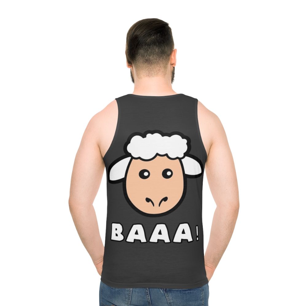 Unisex tank top featuring a colorful and abstract design of legendary sheep animals - men back