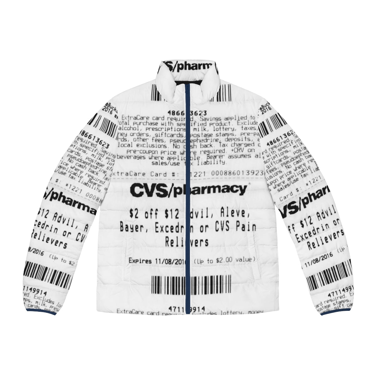 CVS Receipt Puffer Jacket with Patriotic Military Aviation Design