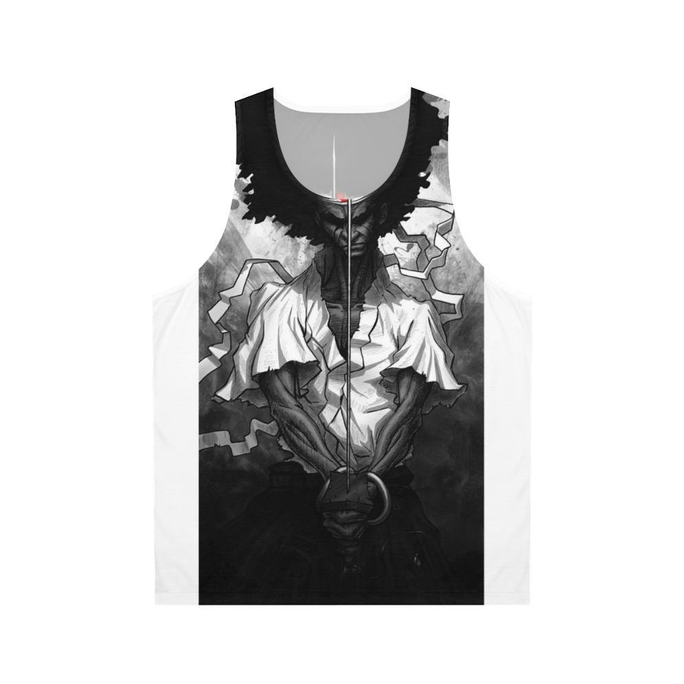 Unisex tank top with afro samurai inspired design