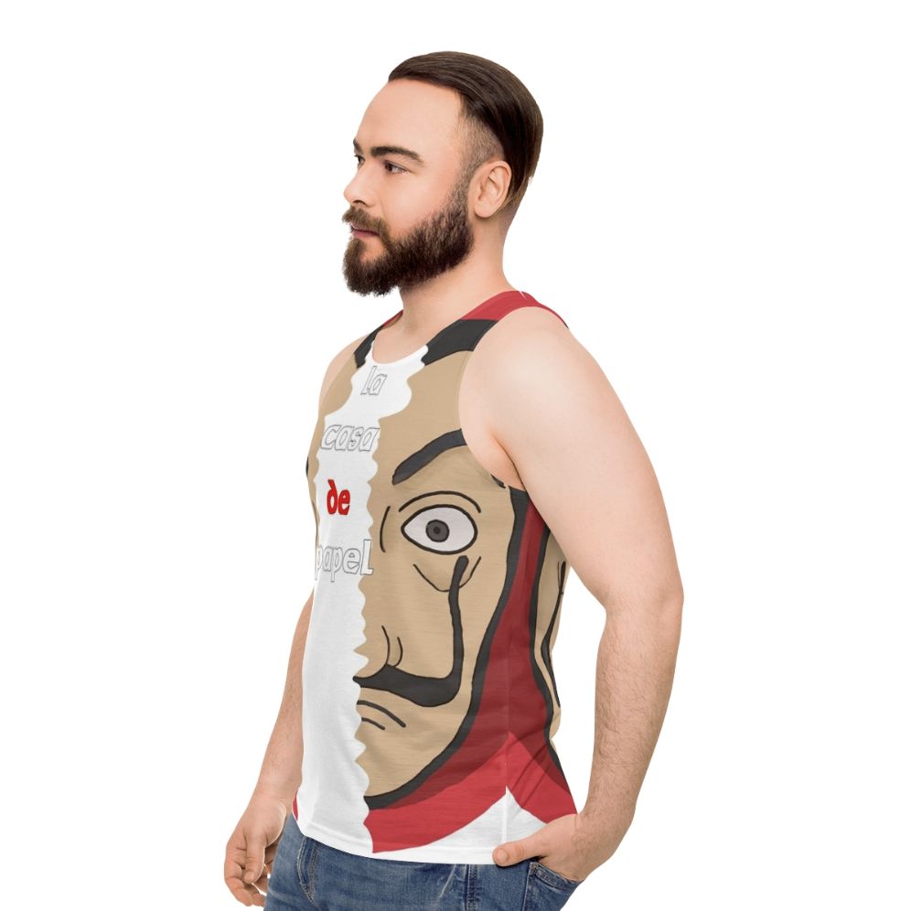 Casa De Papel Unisex Tank Top with Salvador Dali Drawing - men side