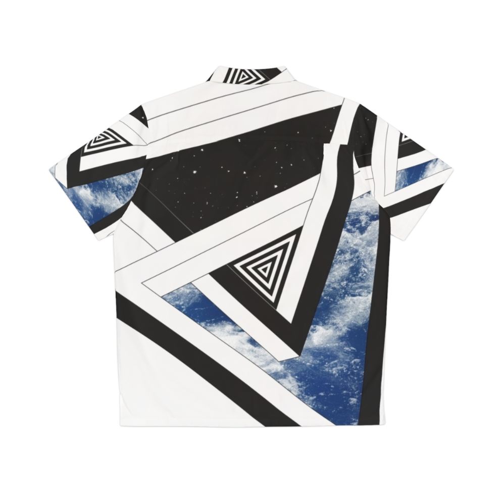 Above Amp Below Hawaiian Shirt with Cosmic Galaxy Design - Back