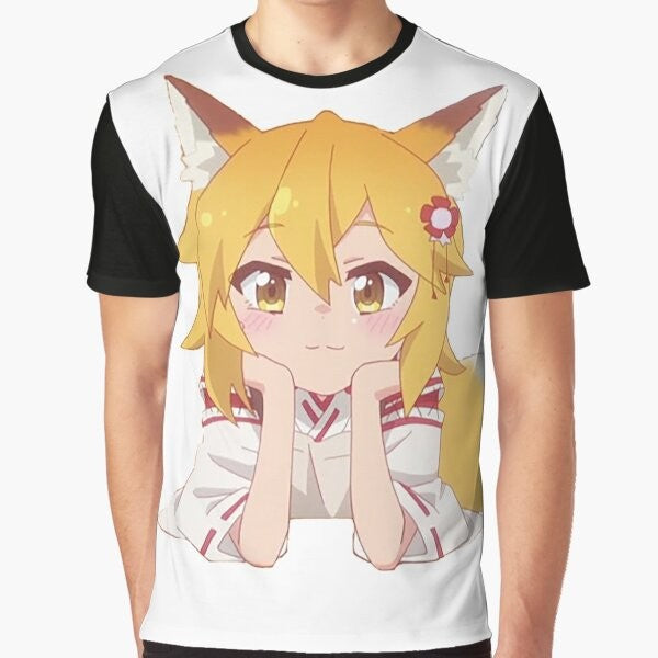 Senko-San, the charming fox character from the anime "Sewayaki Kitsune no Senko-san", featured on a graphic t-shirt.