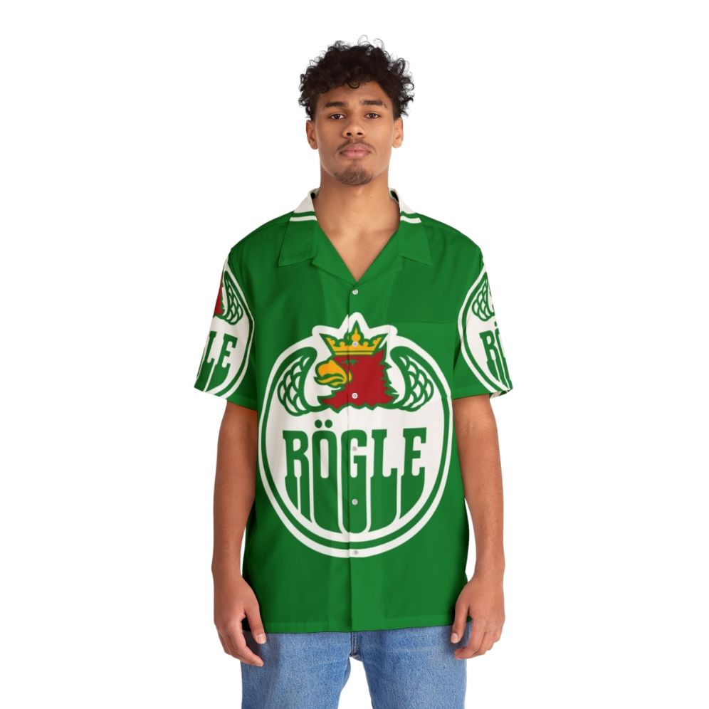 Rögle BK Hawaiian Shirt - Sports Fan Apparel for Ice Hockey Lovers - People Front