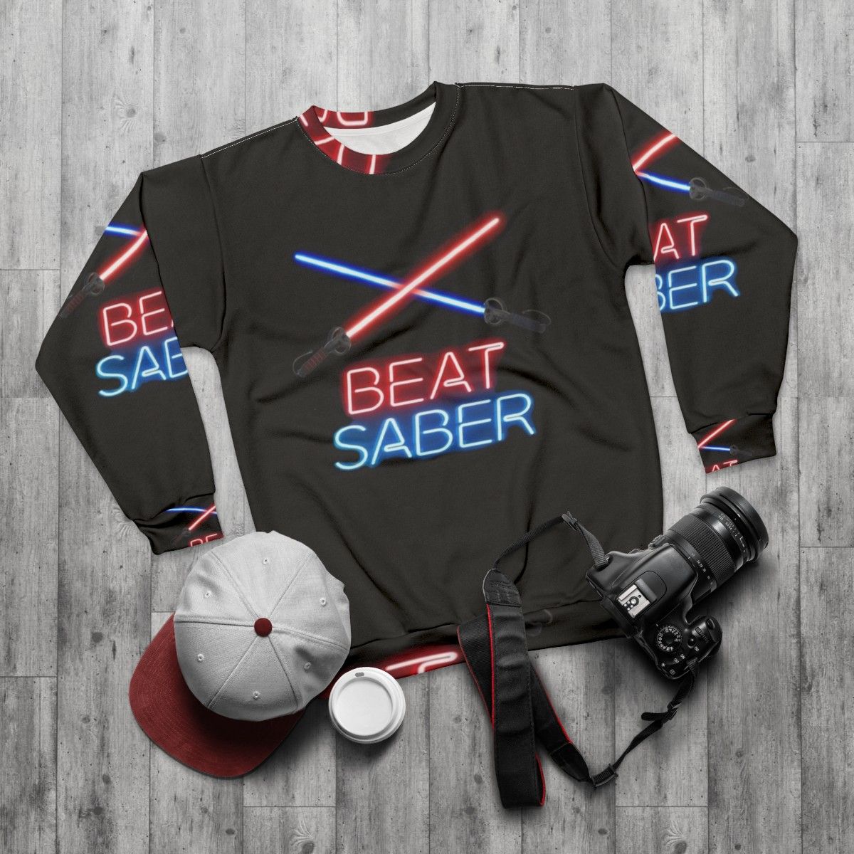 Beat Saber2 Sweatshirt - Virtual Reality Gaming Apparel - flat lay