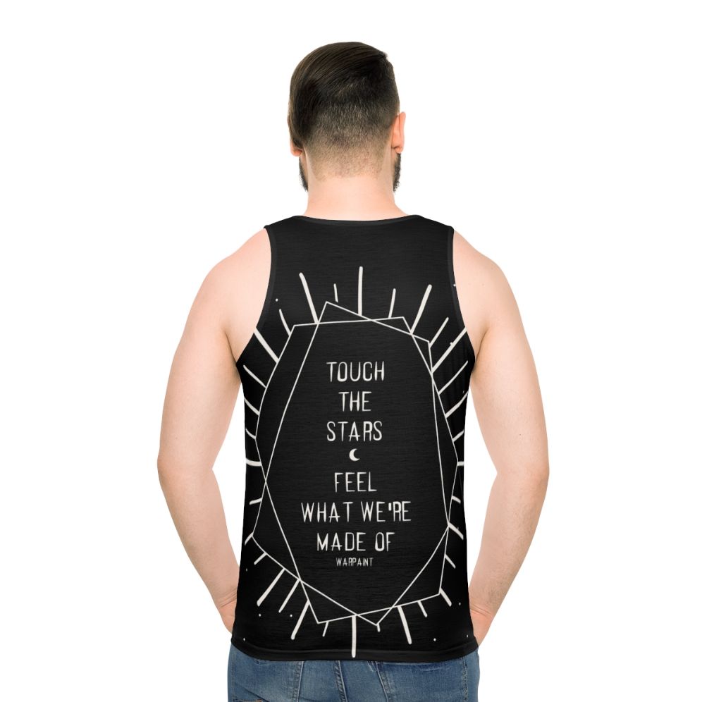 Unisex tank top with cosmic and lyrical design - men back