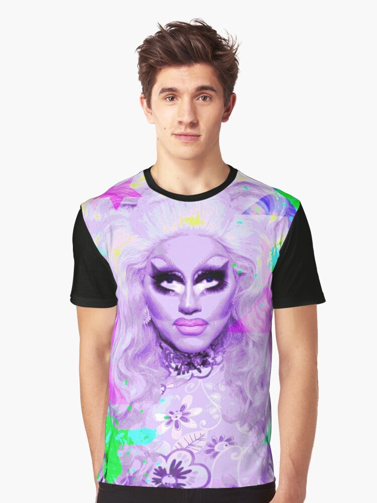 Trixie Mattel, a drag queen icon, featured on a colorful graphic t-shirt design - Men