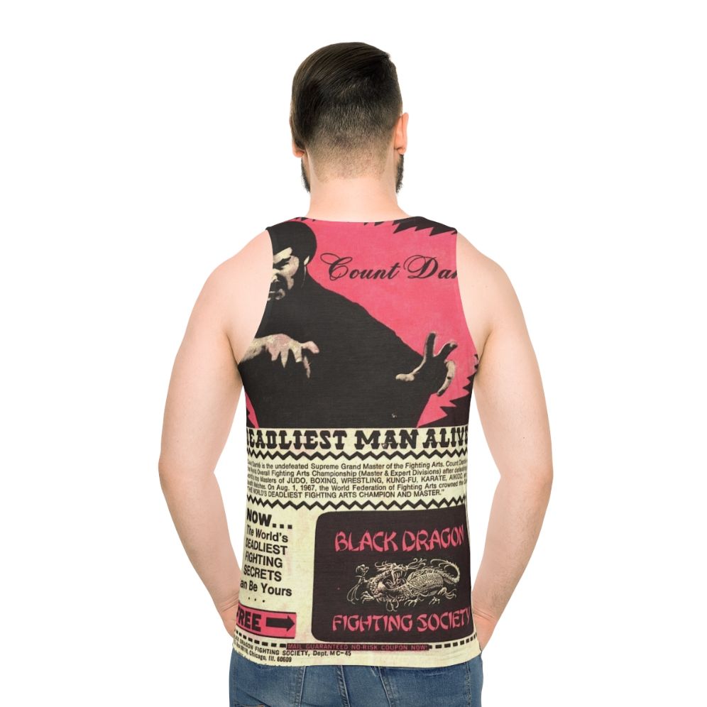 Retro 80s vintage martial arts comic-inspired tank top - men back