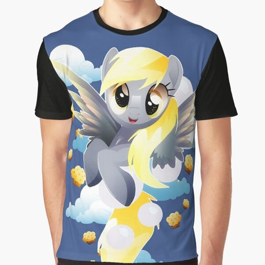 A colorful graphic t-shirt featuring a cute, derpy pegasus pony from My Little Pony: Friendship is Magic.