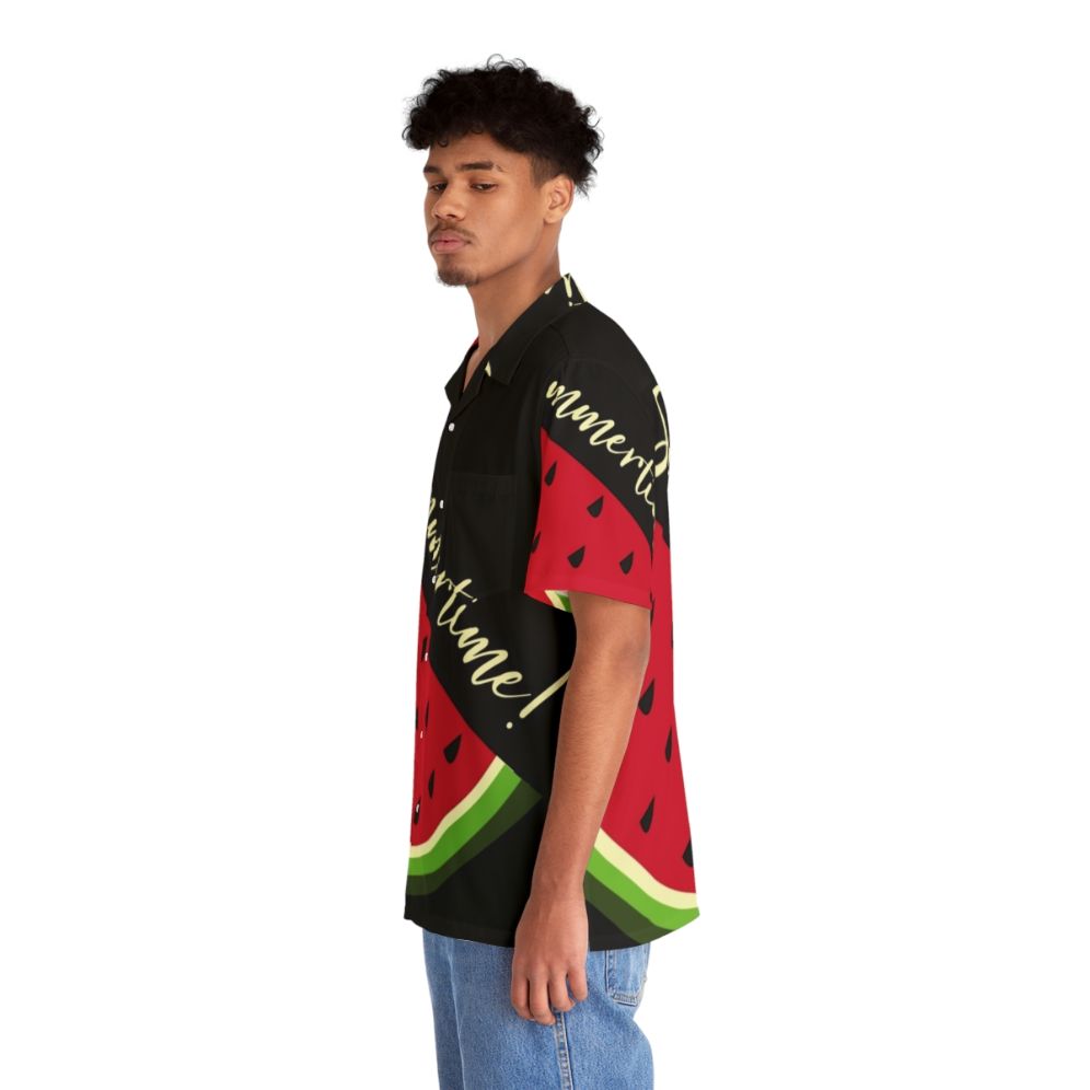 Watermelon print black Hawaiian shirt - People Left