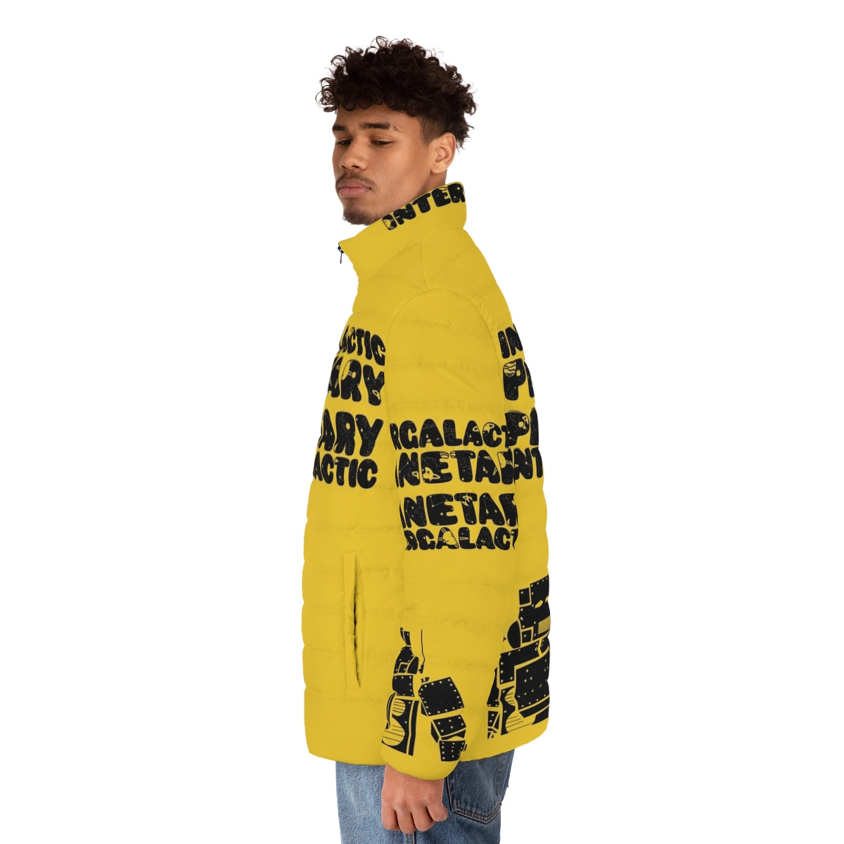 Beastie Boys Intergalactic Puffer Jacket featuring robot and space graphics - men side left