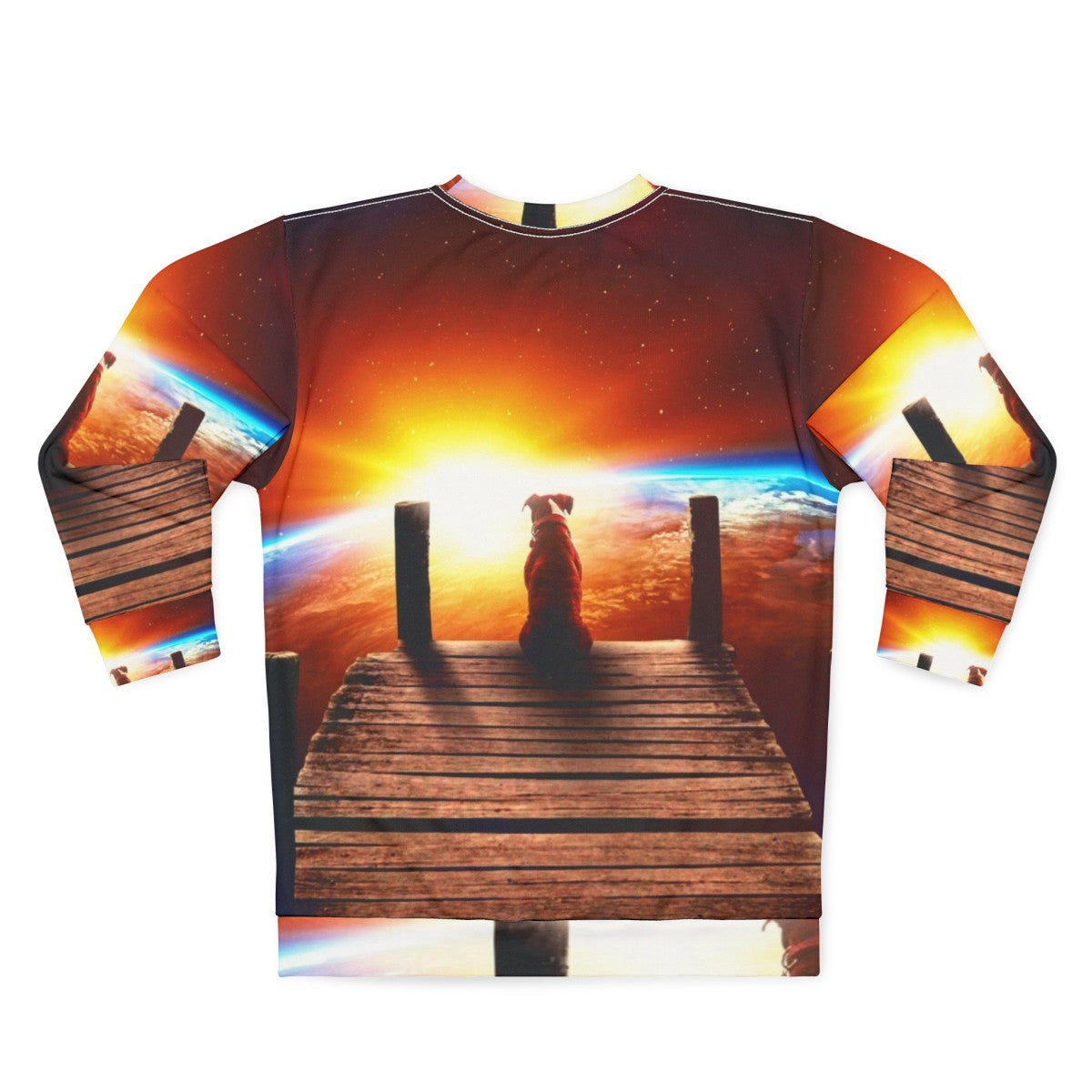 Surreal sci-fi sweatshirt with a dog in space design - Back