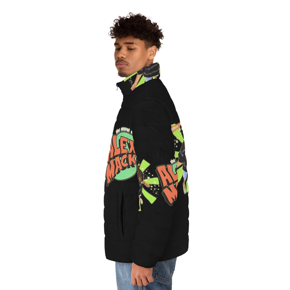 90s Nickelodeon Alex Mack Tribute Puffer Jacket - men side left