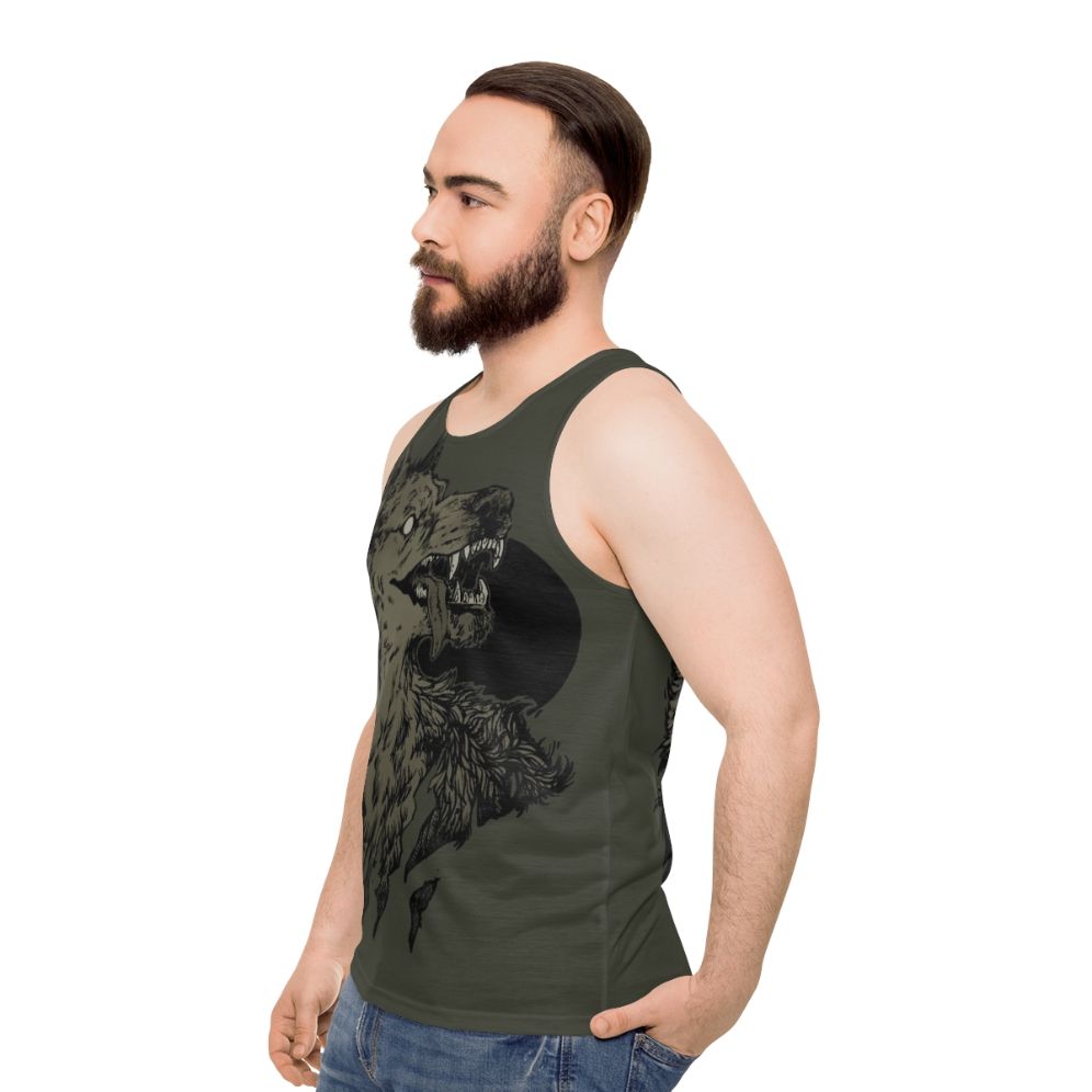 Werewolf Unisex Black Tank Top - men side