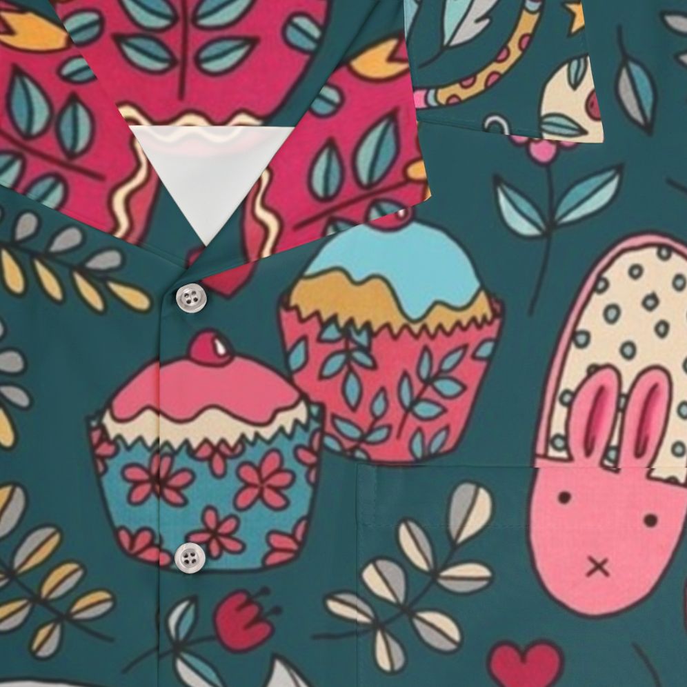 Cozy cat print hawaiian shirt - Detail