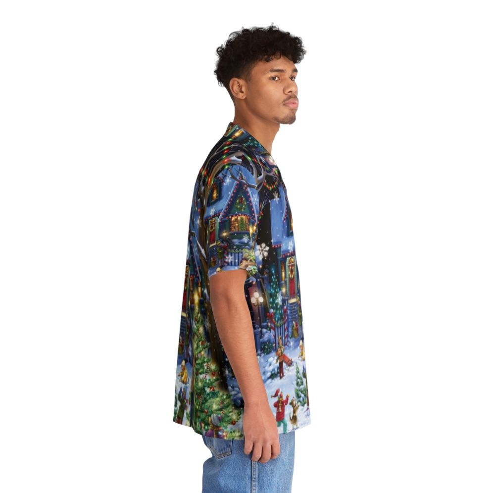 Decorative Christmas Hawaiian Shirt with holiday icons and tropical patterns - People Pight