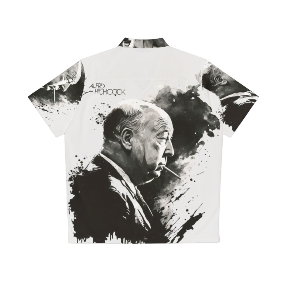 Alfred Hitchcock Drawing Black and White Hawaiian Shirt - Back