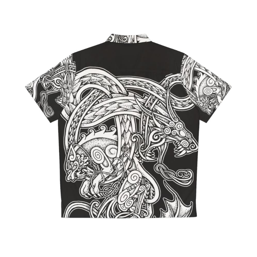 Fenrir and Jormungandr Norse Mythology Hawaiian Shirt - Back