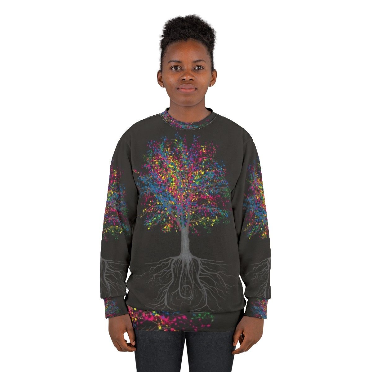 Colorful trees and musical nature inspired sweatshirt - women