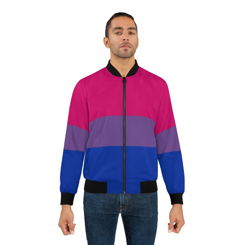 Bisexual pride flag bomber jacket with colorful bisexual pride design - Lifestyle