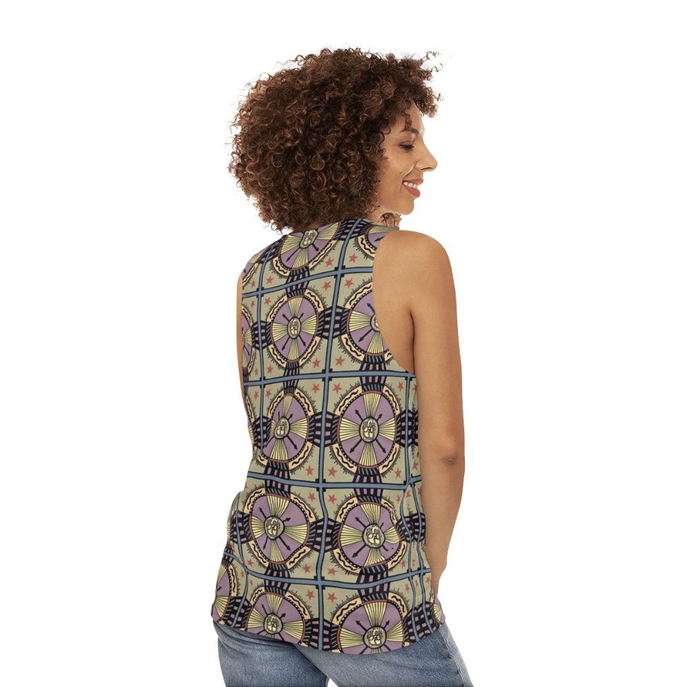 Unisex tank top with inspirational heart design and mandala pattern - women back