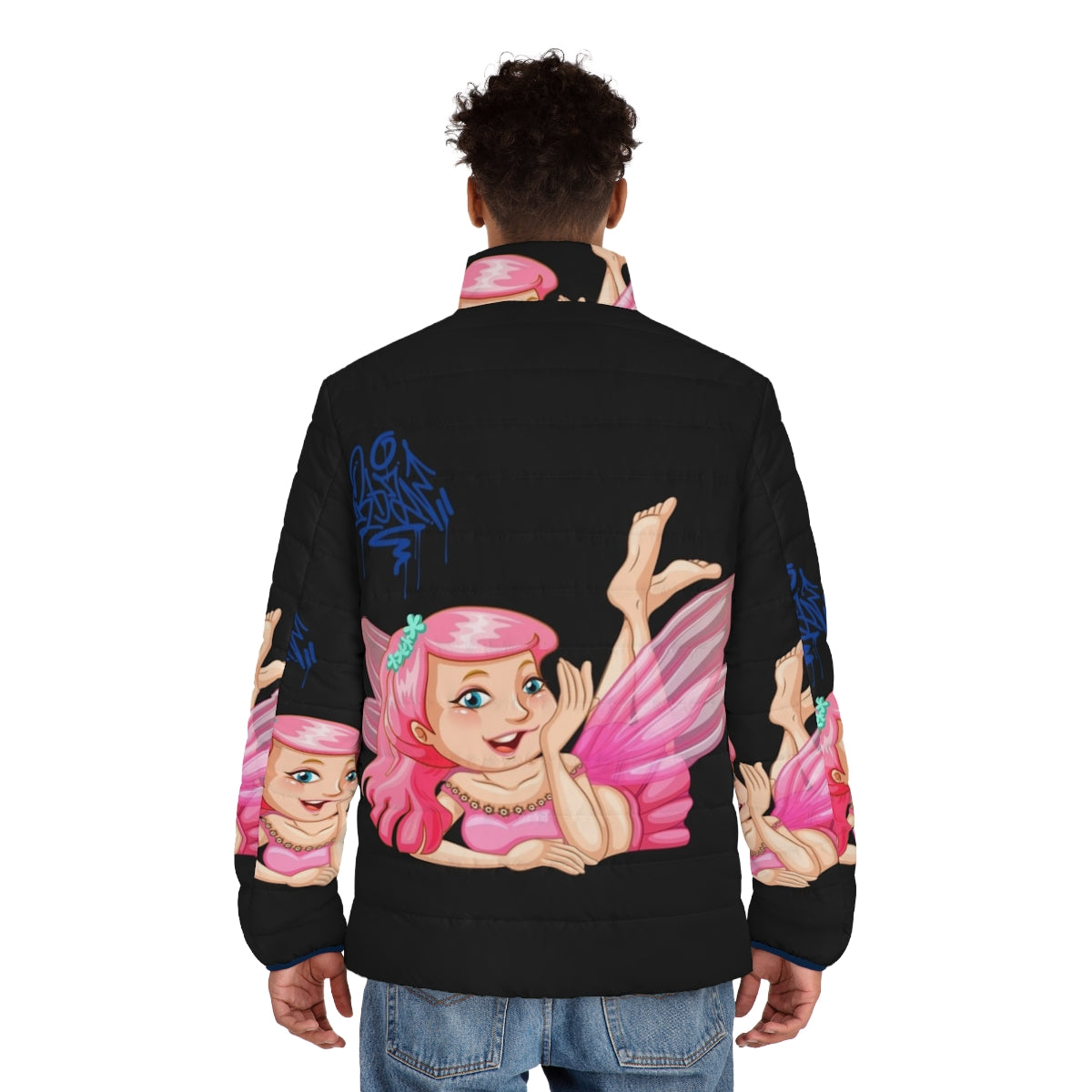 Legendary Animals Puffer Jacket featuring mythical creatures and magical beasts - men back