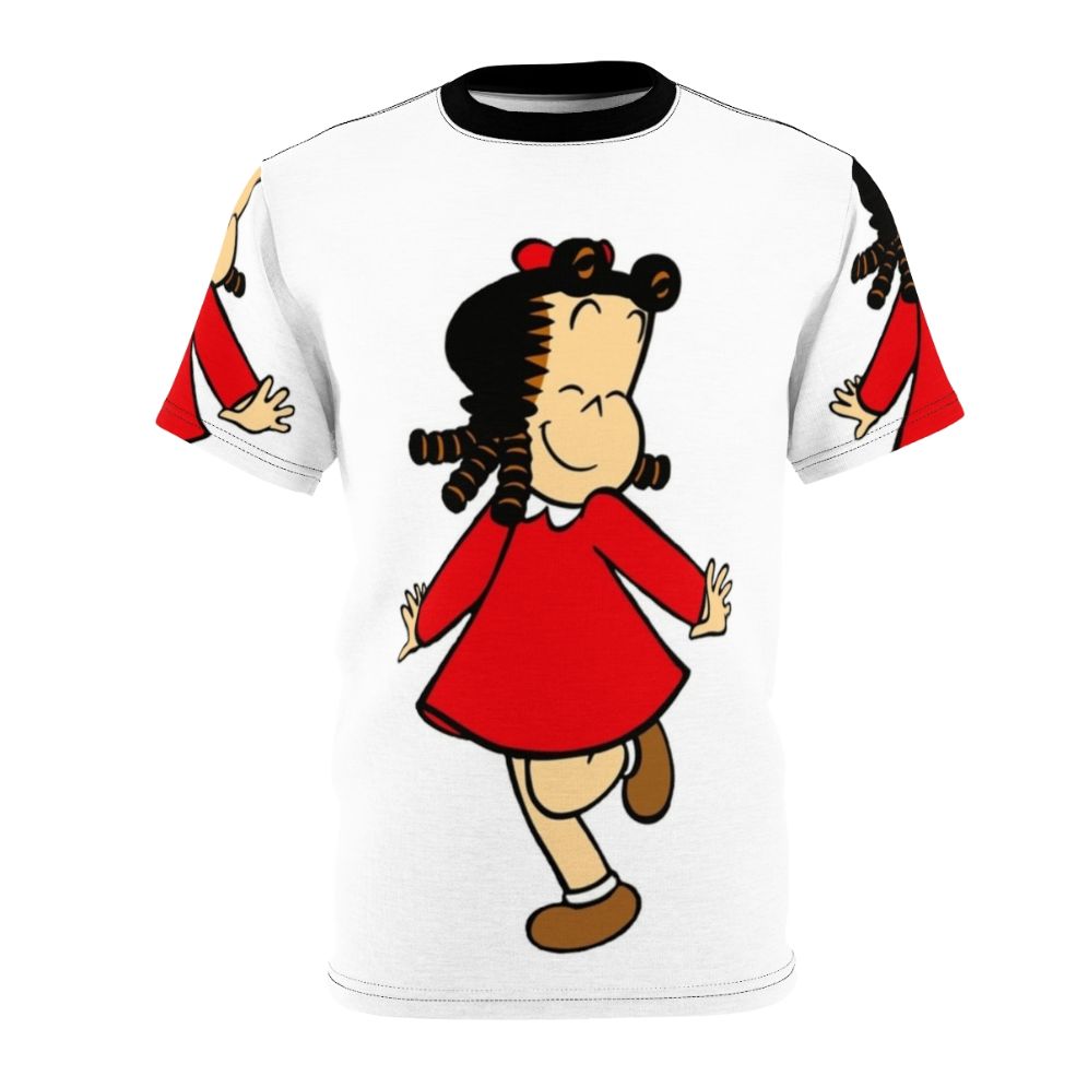 Colorful illustrated t-shirt featuring the iconic character Little Lulu and her adventures.