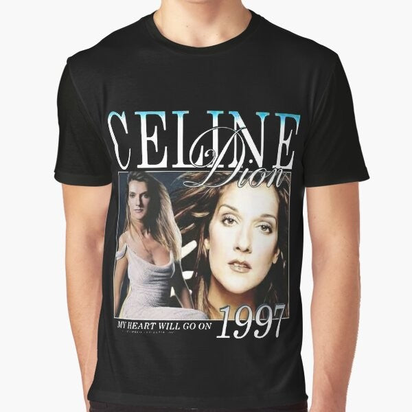 Celine Dion Men's Graphic T-Shirt featuring Titanic movie artwork and music icon