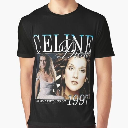 Celine Dion Men's Graphic T-Shirt featuring Titanic movie artwork and music icon