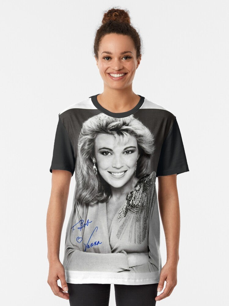 Vanna White Autographed Black and White Photo Graphic T-Shirt - Women