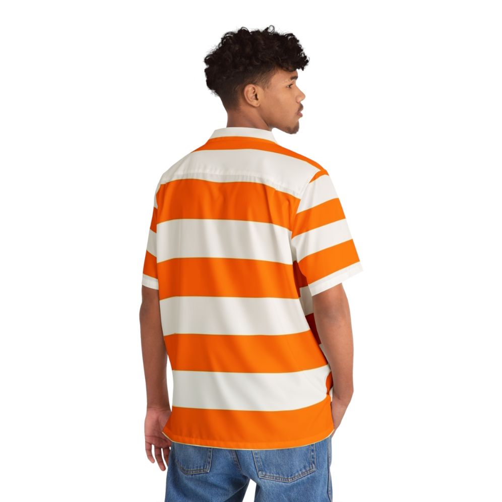 Orange and white striped Hawaiian shirt - People Back