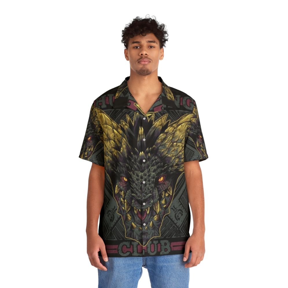 Nergigante Hunting Club Monster Hunter Gaming Hawaiian Shirt - People Front