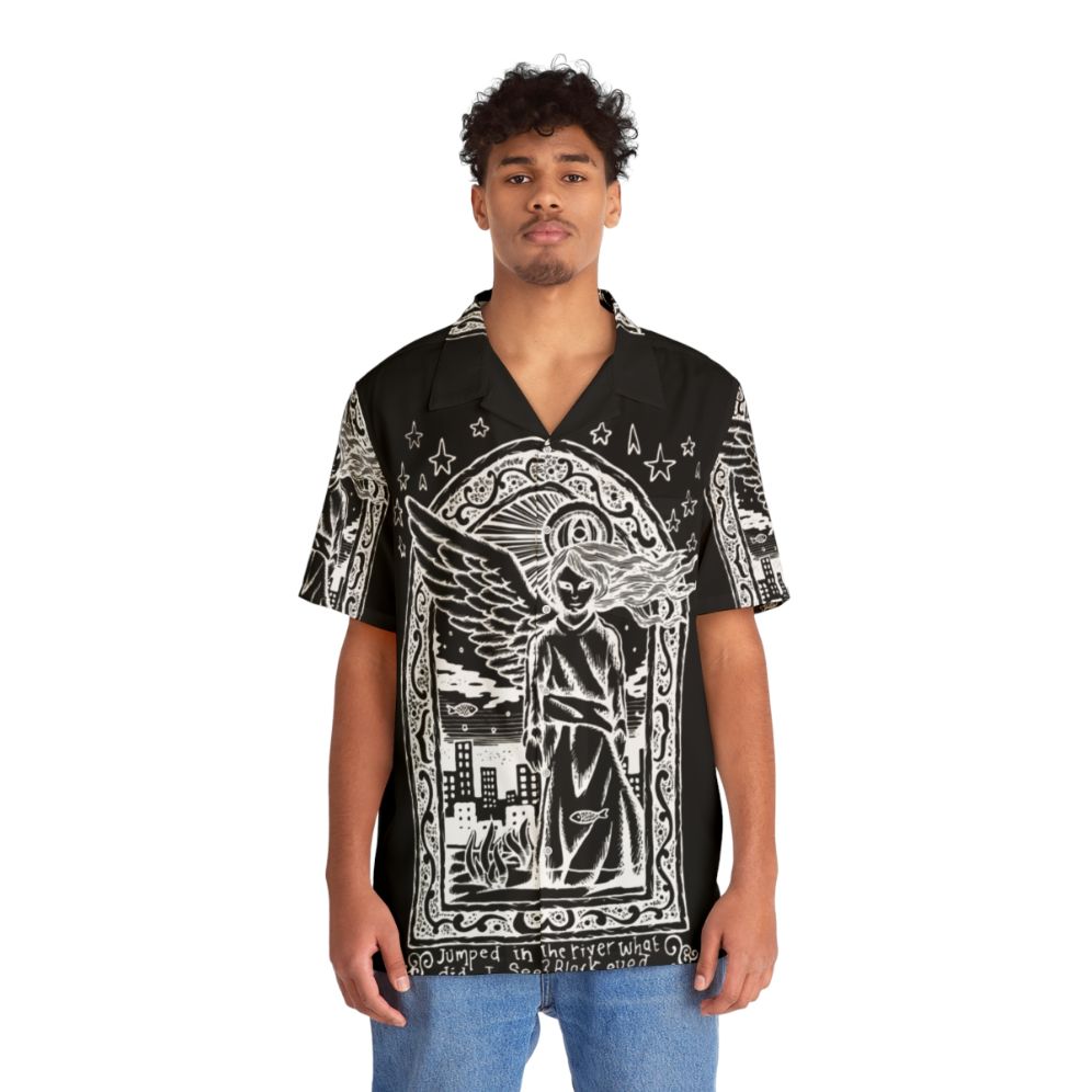 Black Eyed Angels Inverted Hawaiian Shirt featuring Radiohead inspired lyrics - People Front