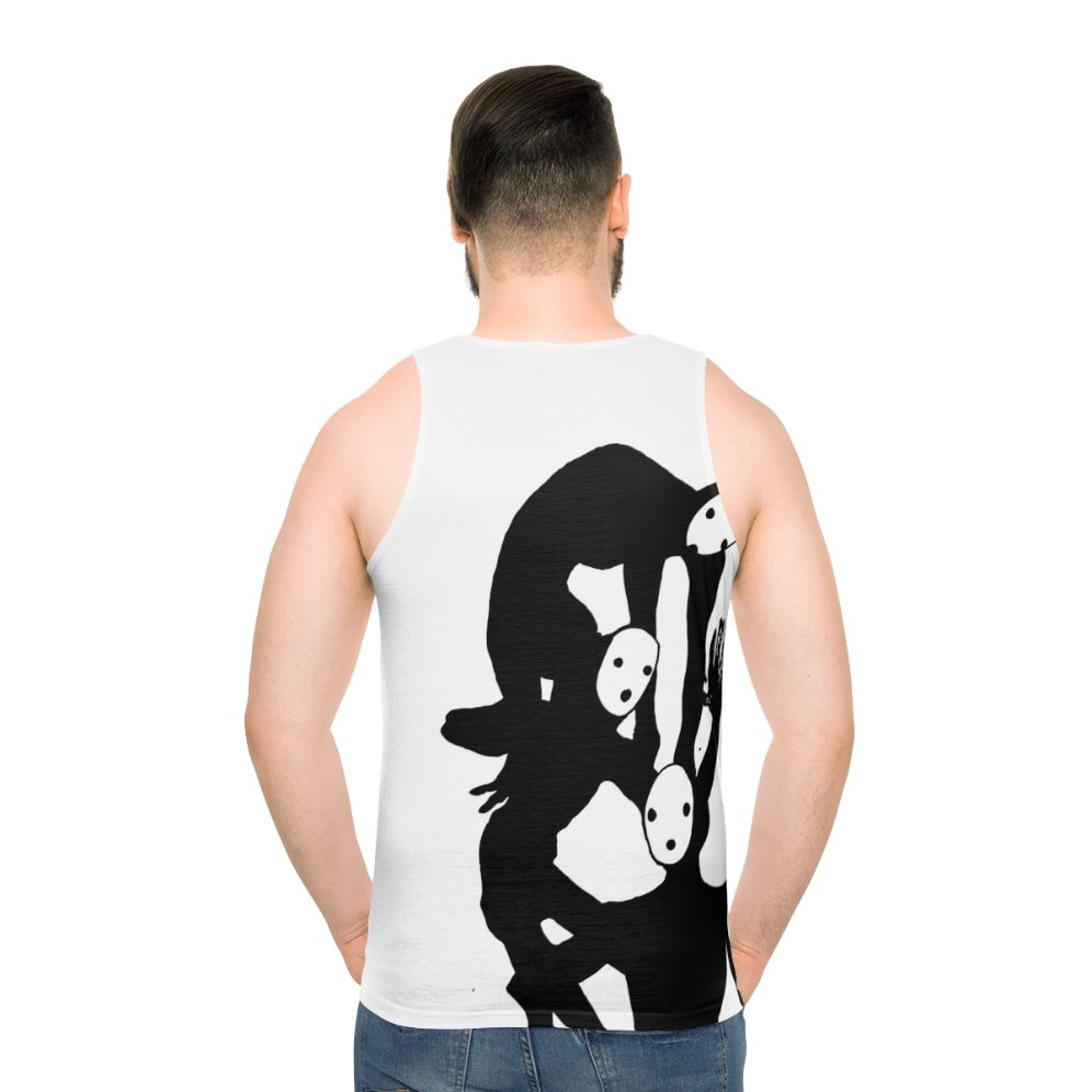 Tragedian from Pathologic unisex black and white tank top - men back