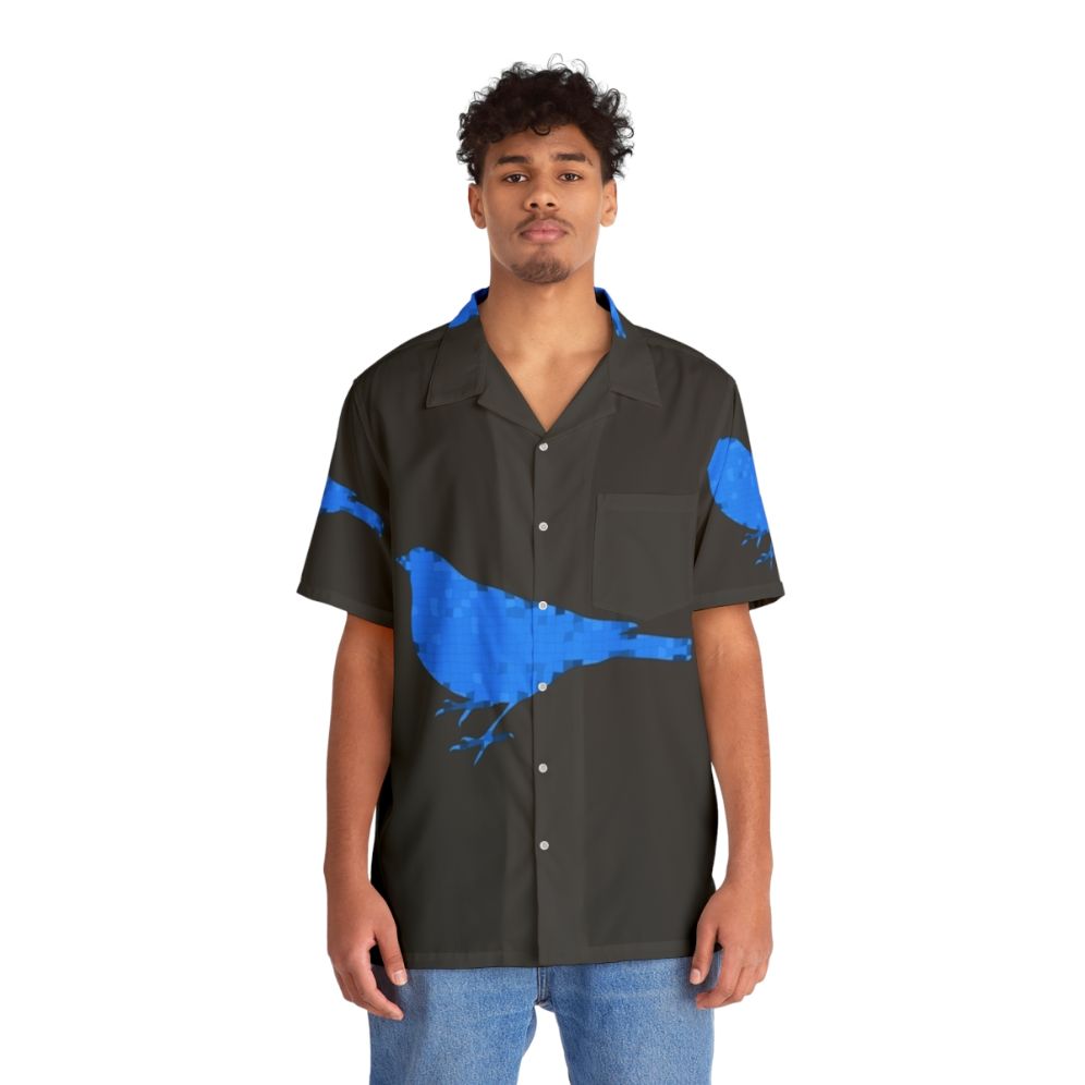 Bluebird Legendary Animals Hawaiian Shirt with Colorful Abstract Animal Print Design - People Front