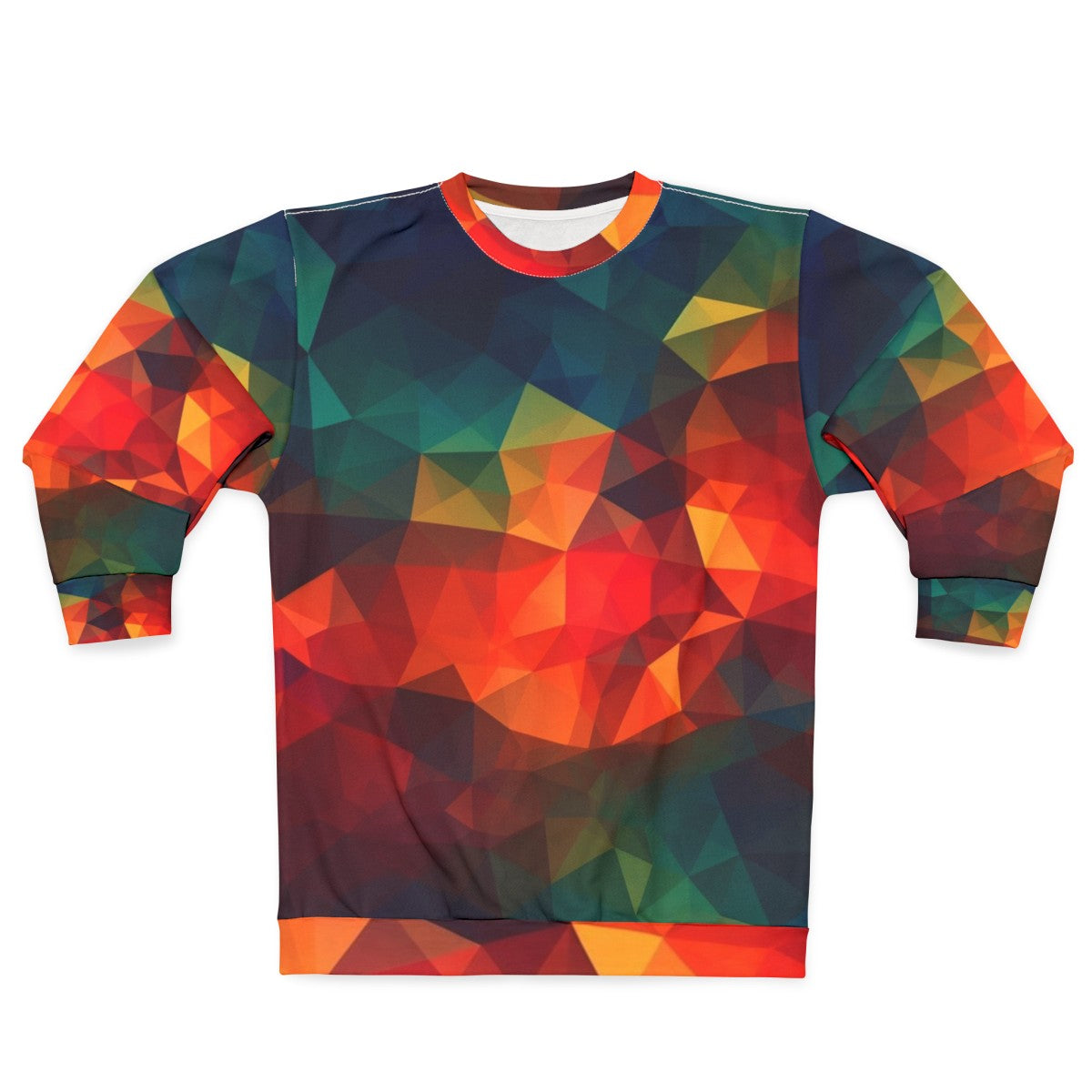 Geometric sweatshirt with colorful polygon patterns