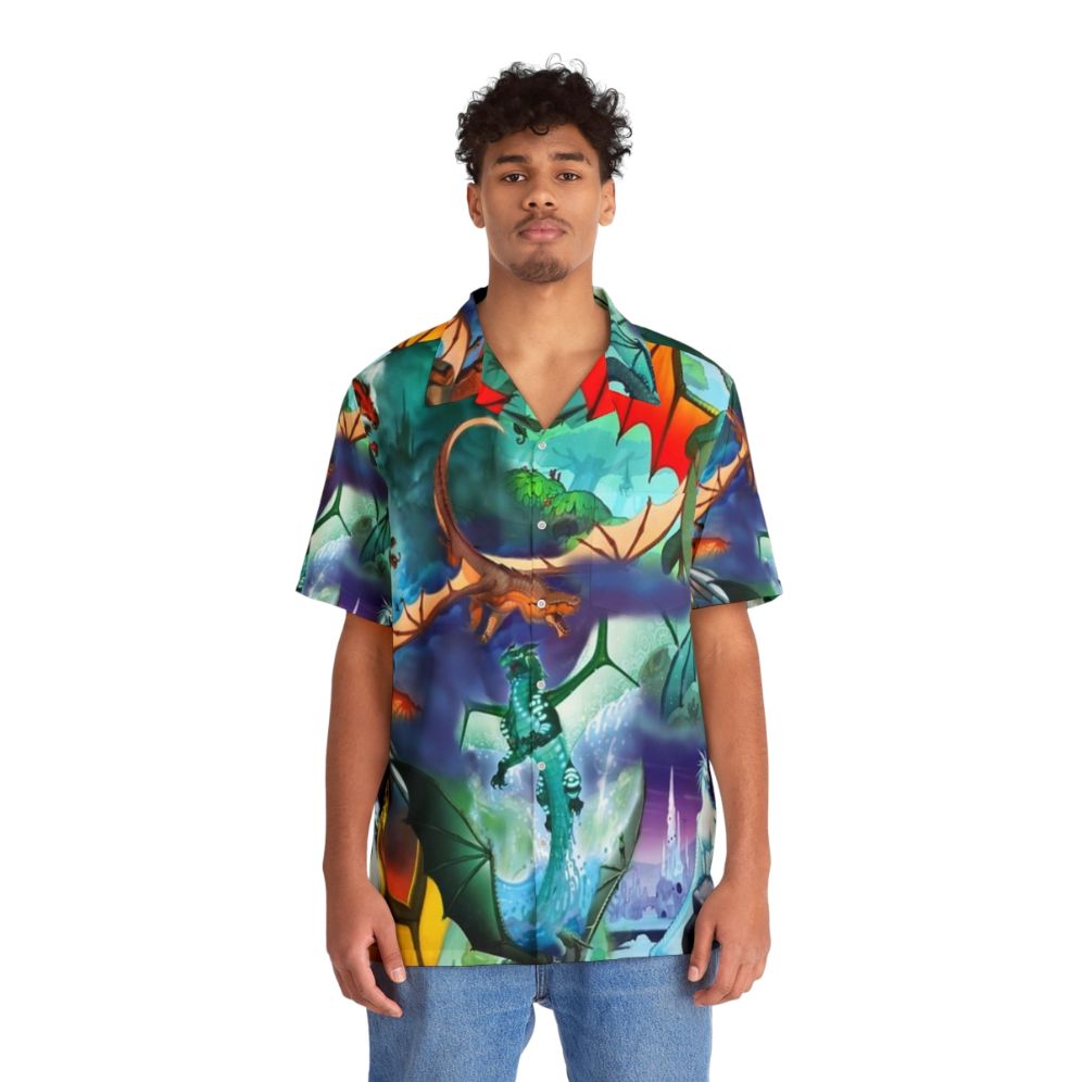 Wings of Fire themed dragon pattern Hawaiian shirt - People Front