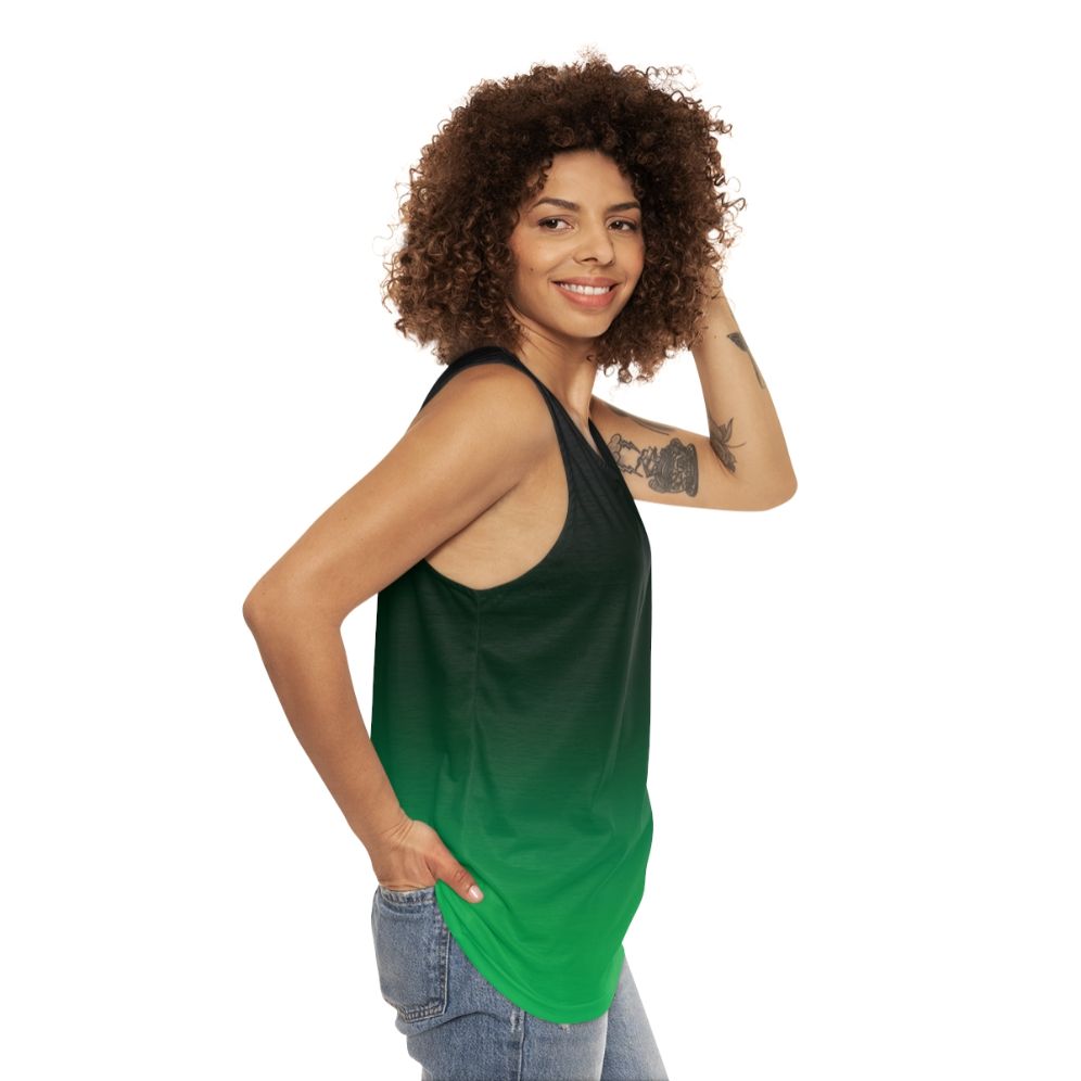 Ombre green minimalist unisex tank top - women side