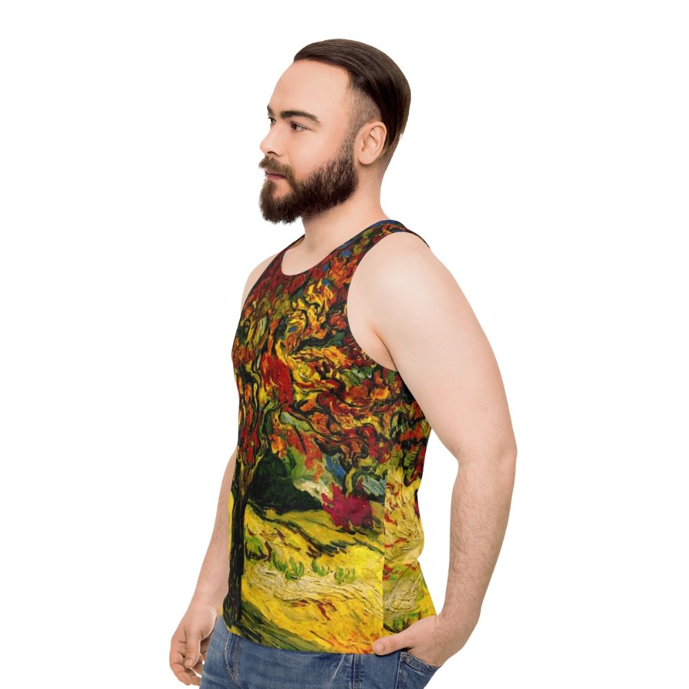 Unisex tank top with a colorful Van Gogh mulberry tree print - men side