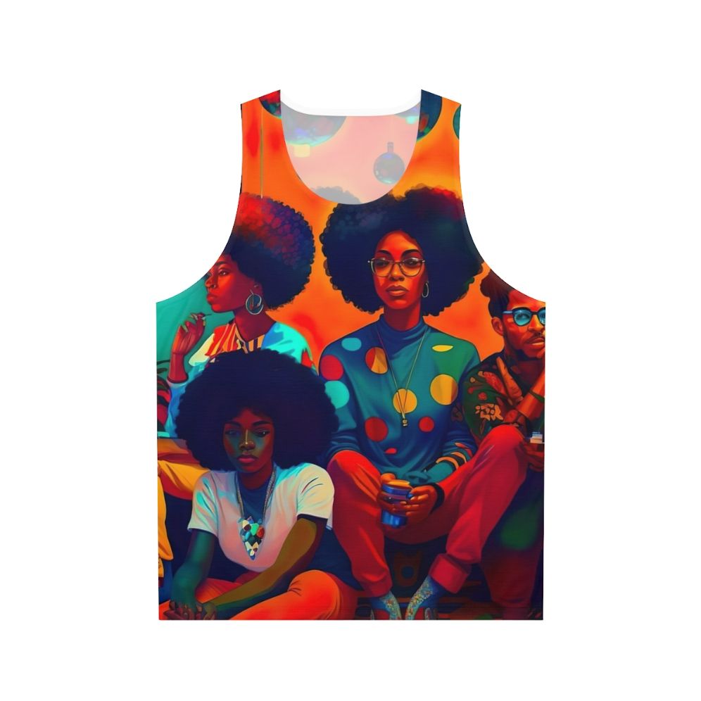 Unisex tank top with afrofuturistic, psychedelic art design